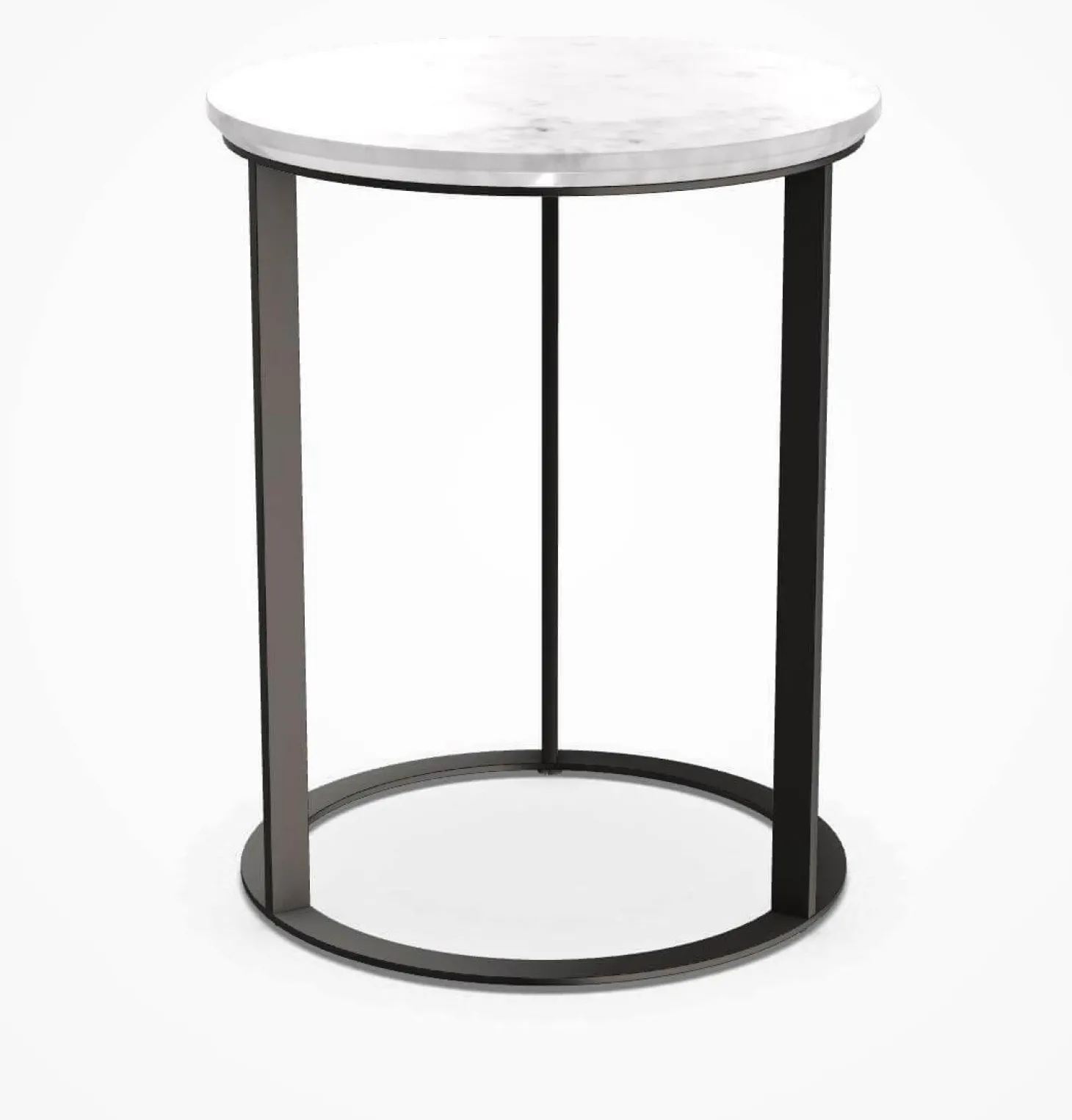 Beistelltisch Mera Durchmesser 39cm Marmor Weiß Gestell Schwarz Verchromt