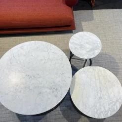 Beistelltisch Mera Durchmesser 39cm Marmor Weiß Gestell Schwarz Verchromt