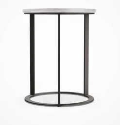 Beistelltisch Mera Durchmesser 39cm Marmor Weiß Gestell Schwarz Verchromt