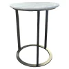 Beistelltisch Mera Tavolino Durchmesser 39cm Platte Mamor Weiß Gestell Nickel Bronzefarben Lackiert