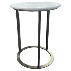 Beistelltisch Mera Tavolino Durchmesser 39cm Platte Mamor Weiß Gestell Nickel Bronzefarben Lackiert