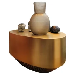 Beistelltisch Midas Messing Geschliffen Leicht Brüniert Sockel Handpoliert