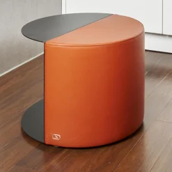 Beistelltisch Nieder 62 Bezug Leder 24 Select 148 Maine Gestell Stahl Schwarz Beschichtet