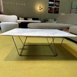 Beistelltisch Oki 131 T8 Platte Naturstein Bianco Lasa Weiß Gestell Messing Inklusive Kunststoffgleiter