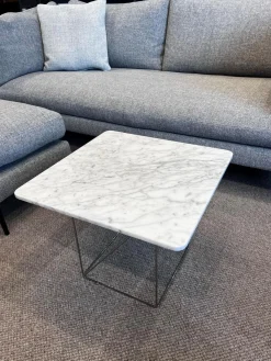 Beistelltisch Pilotis T 7750 Tischplatte S02 Marmor Arabescato Corchia Weiß Grau Geschliffen Gestell Metall Chrom