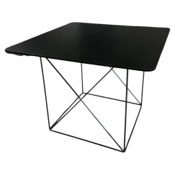 Beistelltisch Pilotis T 7760 Tischplatte Massivholz Eiche Schwarz Dunkel Lackiert Metallgestell Schwarzchrom