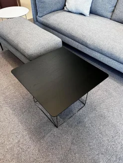 Beistelltisch Pilotis T 7760 Tischplatte Massivholz Eiche Schwarz Dunkel Lackiert Metallgestell Schwarzchrom
