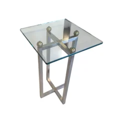 Beistelltisch Platte Klarglas Gestell Metall Poliert