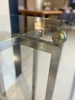 Beistelltisch Platte Klarglas Gestell Metall Poliert