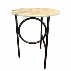 Beistelltisch Ring Platte Marmor Calacatta Gestell Bronzefarbig Glänzend