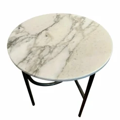 Beistelltisch Ring Platte Marmor Calacatta Gestell Bronzefarbig Glänzend