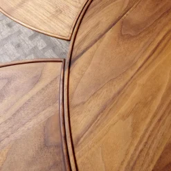 Beistelltisch Sichel Massiv Nussbaum Geölt Platten Mit Profilkante Eisengestell Dunkel Schwarz