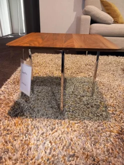 Beistelltisch Sting T3850 Tischplatte Nussbaum Massiv Natur Geölt Gestell Verchromt Mit Syno Gleitern