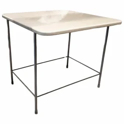 Beistelltisch Table-Au Platte Holz Mit Kunstharz Weiß Hellgrau Gestell Metall