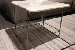 Beistelltisch Table-Au Platte Holz Mit Kunstharz Weiß Hellgrau Gestell Metall