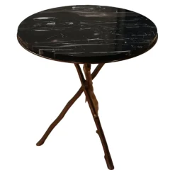 Beistelltisch Westchester Tischplatte Schwarzer Marmor Zweiggestell Metall Mit Gold Finish