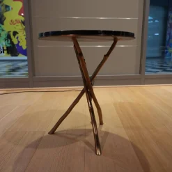 Beistelltisch Westchester Tischplatte Schwarzer Marmor Zweiggestell Metall Mit Gold Finish