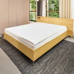 Bett B3 Eiche Furniert Hell Füße Verchromt Inklusive 2 Matratzen Und Lattenroste