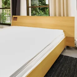 Bett B3 Eiche Furniert Hell Füße Verchromt Inklusive 2 Matratzen Und Lattenroste