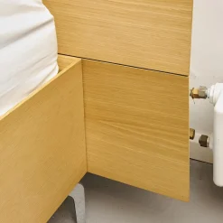 Bett B3 Eiche Furniert Hell Füße Verchromt Inklusive 2 Matratzen Und Lattenroste