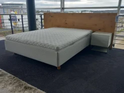 Bett Bezug Stoff Theo Grau Kopfteil Holzpaaneel Mit Matatze Ohne Nachttische