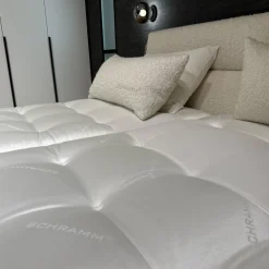 Bett Cleo Origins Complete Stoff Maxim 2130 Wollweiß Füße Metall Weiß Getaucht Inklusive 2 Matratzen