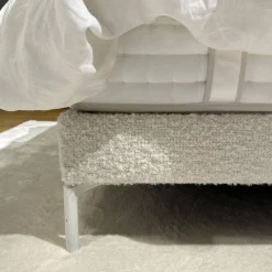 Bett Cleo Origins Complete Stoff Maxim 2130 Wollweiß Füße Metall Weiß Getaucht Inklusive 2 Matratzen