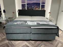 Bett Couture Stoff 8675 Blau mit 2 Matratzen Topper Plaid