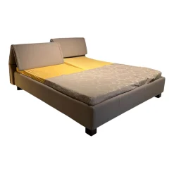 Bett Dream Deluxe Stoff Linen 341 Taupe Grau Kopfteil Riposo Füße Ivio Buche Massiv Marrone Schwarz Mit Verstellbarem Kopfteil