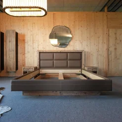 Bett Gestell Tanne Altholz Gebrannt Kopfteil Cielo Anelin Leder Braun Ohne Matratzen Und Lattenrost Inklusive 2 Nachttischen