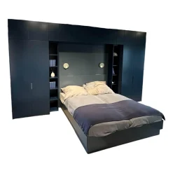 Bett Izzy Lack M82 Atlantic Blau Grau Inklusive Matratzen Mit Schrankwand Collect Plus Innen M82 Atlantic Blau Grau Außen M83 Navy Dunkelblau Ohne Beleuchtung