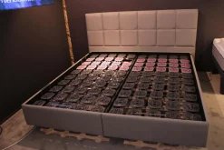 Bett Relax 180x200 Stoff Ash Grau mit Lattenrost und 2 Matratzen