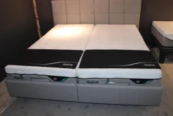 Bett Relax 180x200 Stoff Ash Grau mit Lattenrost und 2 Matratzen