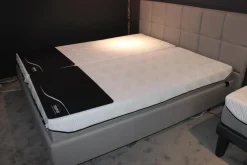 Bett Relax 180x200 Stoff Ash Grau mit Lattenrost und 2 Matratzen