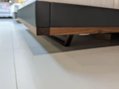 Bett Riletto Massivholz Nussbaum Lederbettseiten L7 Anthrazit Mit 2 Konsolen Ohne Matratze Und Lattenrost