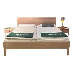 Bett Sesam Eiche Kopfhaupt Holzfüllung Weißöl Leimholz Keilgezinkt Inklusive 2 Nachtkästchen Ohne Matratzen Ohne Lattenrost