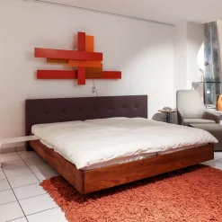 Bett Simple Button Massivholz Amerikanischer Nussbaum Polsterkopfteil 252 Mit Winkelablage Ohne Matratze Und Lattenrost