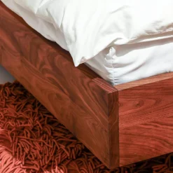 Bett Simple Button Massivholz Amerikanischer Nussbaum Polsterkopfteil 252 Mit Winkelablage Ohne Matratze Und Lattenrost