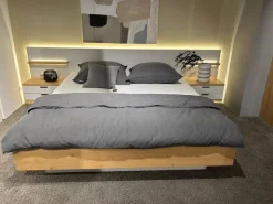 Bett Sonate Korpus Asteiche Furniert Kopfteil Lack Brillantgrau