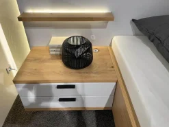 Bett Sonate Korpus Asteiche Furniert Kopfteil Lack Brillantgrau