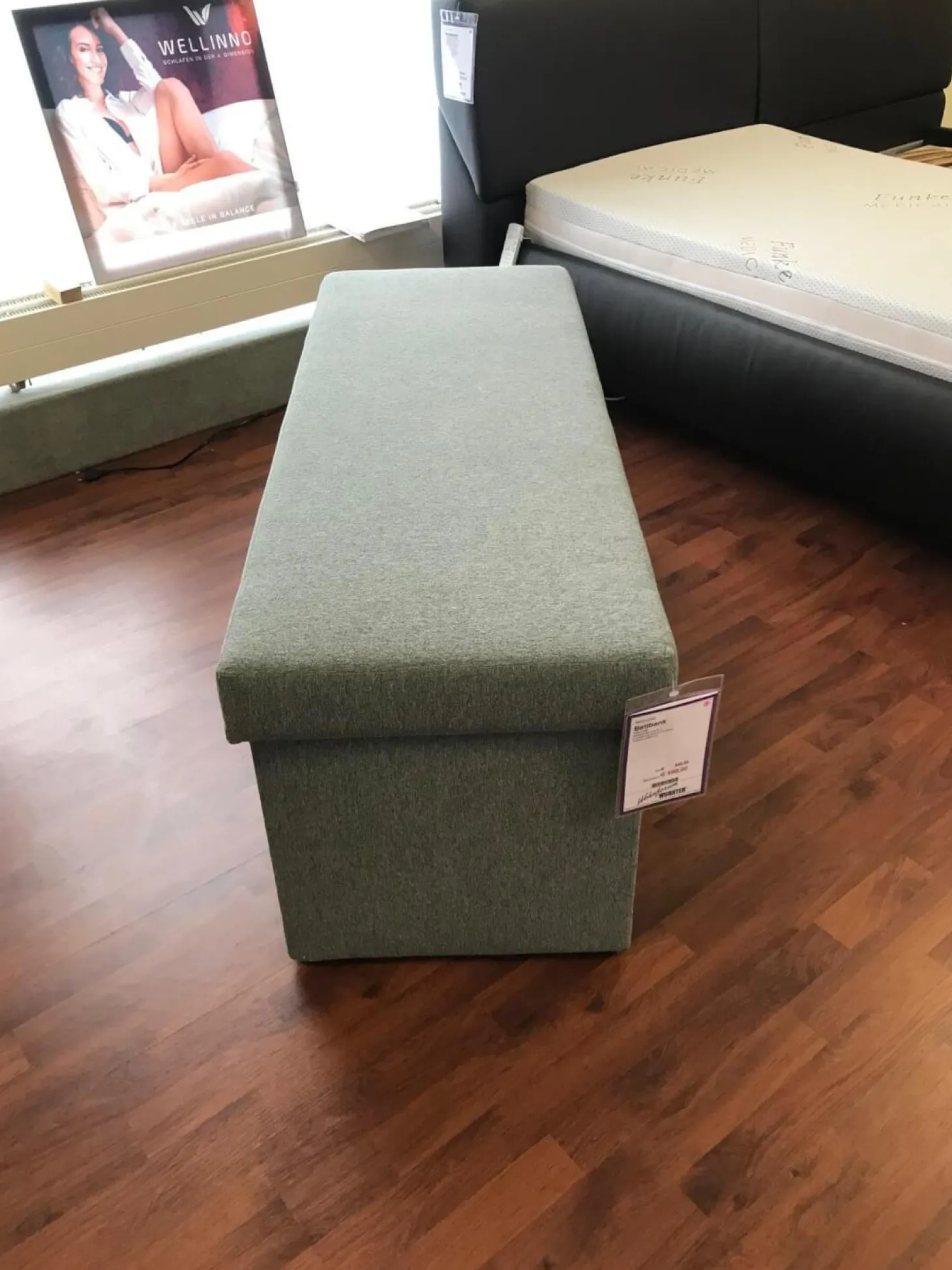 Betttruhe Modell Deluxe Stoff 4672 Ontario Farbe 20 Hellgrau Uni