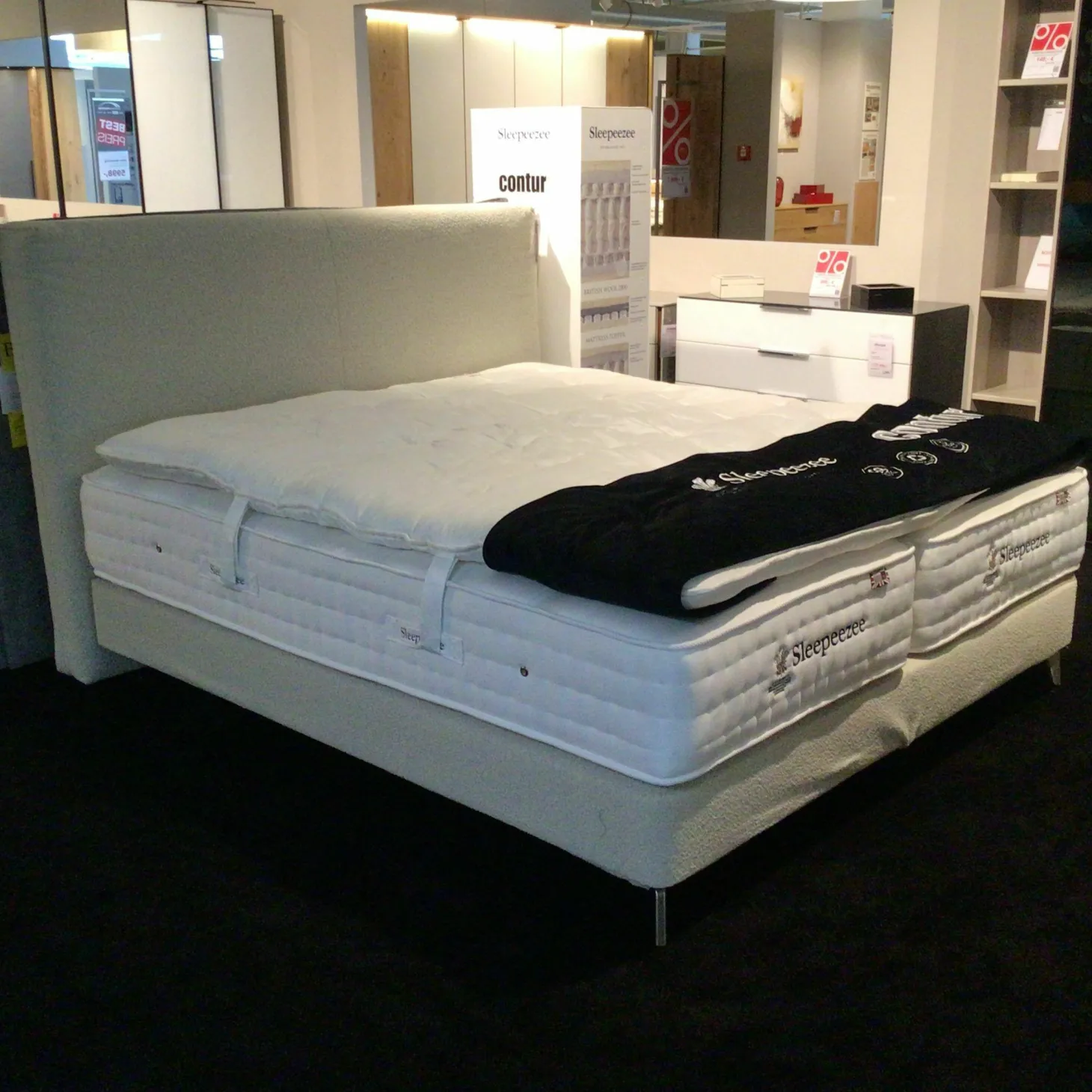 Boxspringbett 4600 Stoff Copenhagen 901 Beige Inklusive Topper Und Matratzen