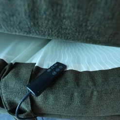 Boxspringbett Atlanta 0514238 Stoff 9153 Grün Kopfteil 3 Steppung Kachel Füße Schwarz Mit Fernbedienung Und Matratze