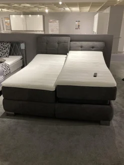 Boxspringbett BX21015 Stoff Brego Anthrazit 321200 Kopfteil 0852KV Mit Funktion Metallfuß M09 10 Chrom Mit Matratze Und Topper