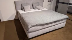 Boxspringbett Easy Better Stoff Famosa Ecru 351000 Grau Fuß Schwebeoptik Schwarz Inklusive Matratze Und Topper