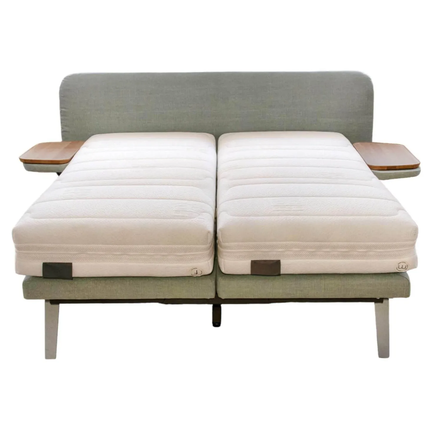 Boxspringbett Finesse Stoff KSC Mint Fuß Alu Rahmen Starr Mit 2 Matratzen Und 2 Nachtkkommoden