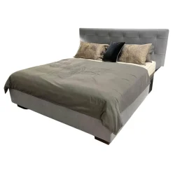 Boxspringbett Gala Rahmen 28M 3B Stoff Nils 440 Sky Grau Blau Kopfteil Quadro Füße Eiche Wenge Inklusive 2 Matratzen Divina