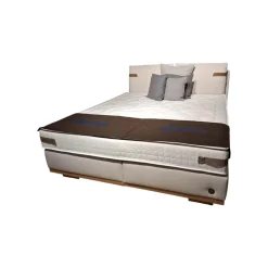 Boxspringbett Montreal Stoff S TBB1 08 Beige Holzfuß H821 Eiche 400 Geölt Inklusive Matratze
