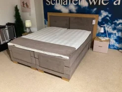 Boxspringbett Taara Stoff Rebel 12 Taupe mit Verstellfunktionen