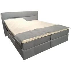 Boxspringbett Valencia Stoff Luca 158 Niagara Blau mit 2 Matratzen und Topper